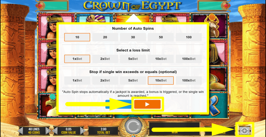 Crown Of Egypt Autoplay Feature
