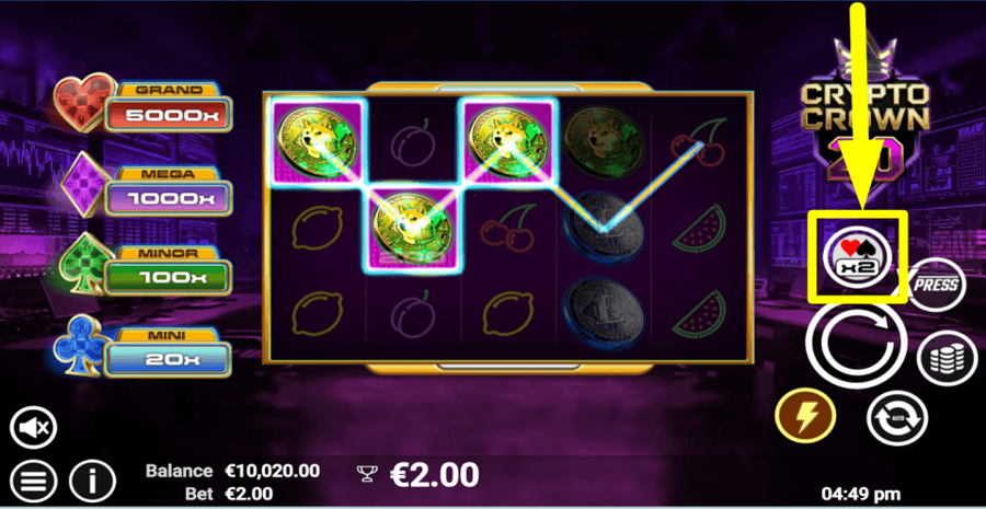 Crypto Crown 20 Gamble Feature