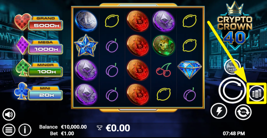 Crypto Crown 40 Adjust Bet