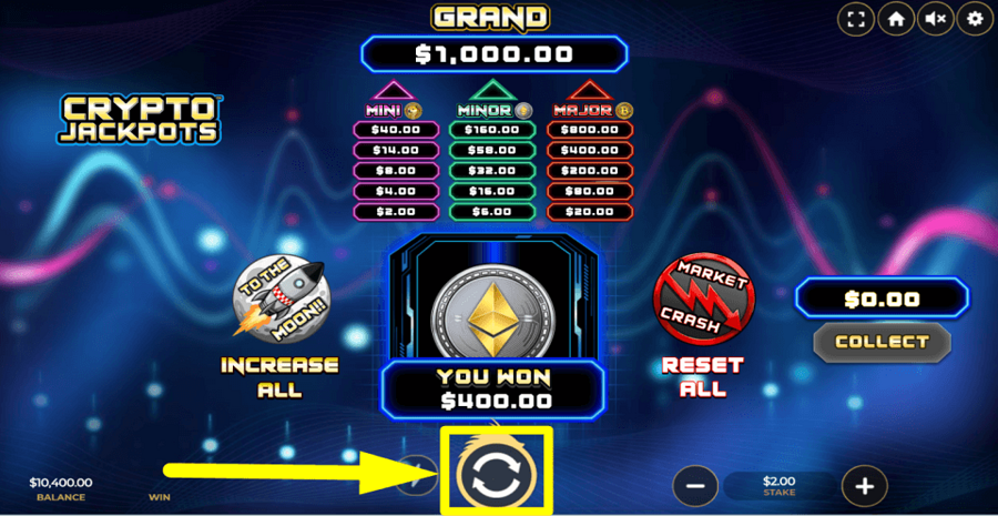 Crypto Jackpots Spin Button