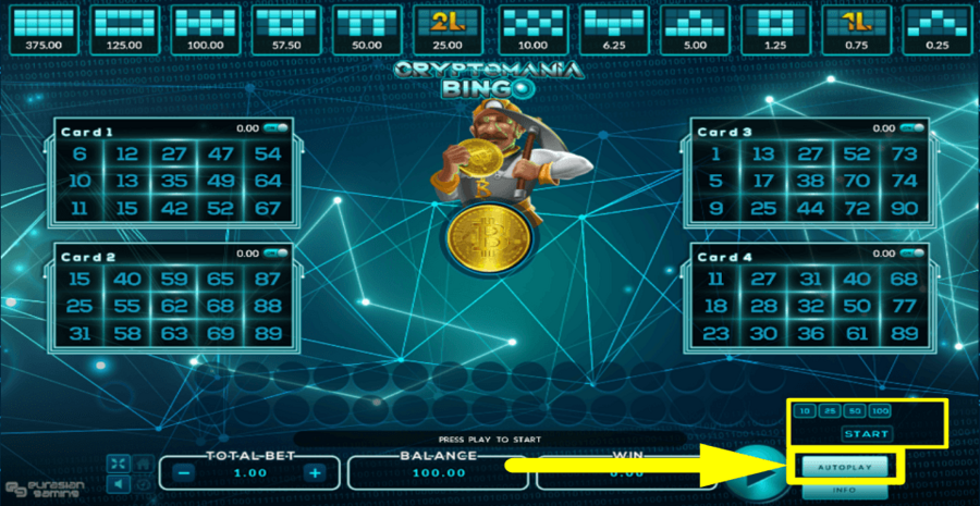 Cryptomania Bingo Autoplay Feature