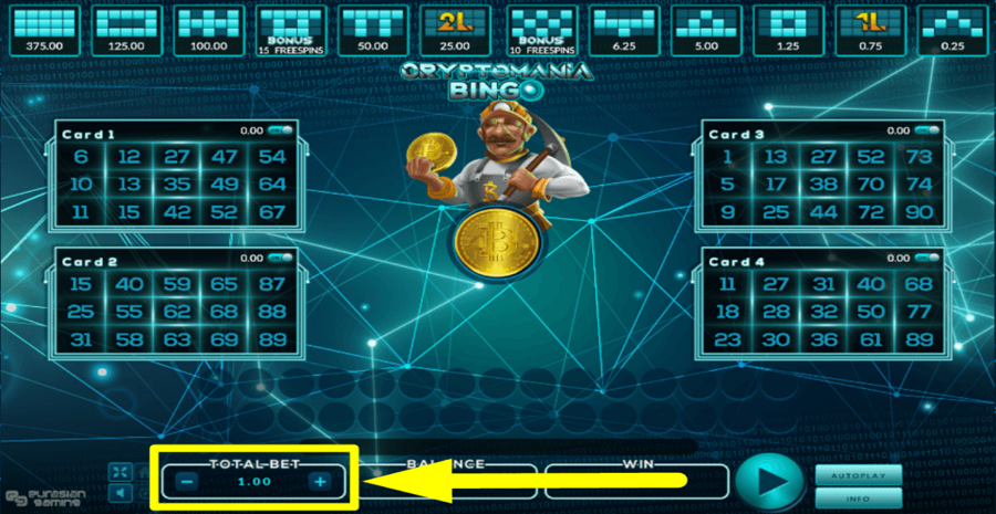 Cryptomania Bingo Bet Value