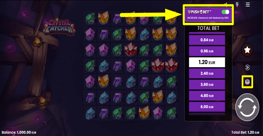 Crystal Catcher Push Bet Feature