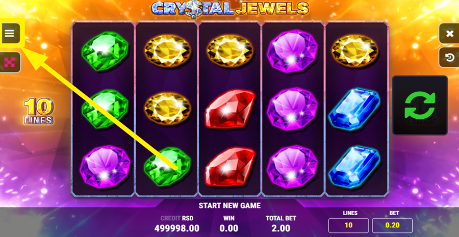 Crystal Jewels Adjust Bet