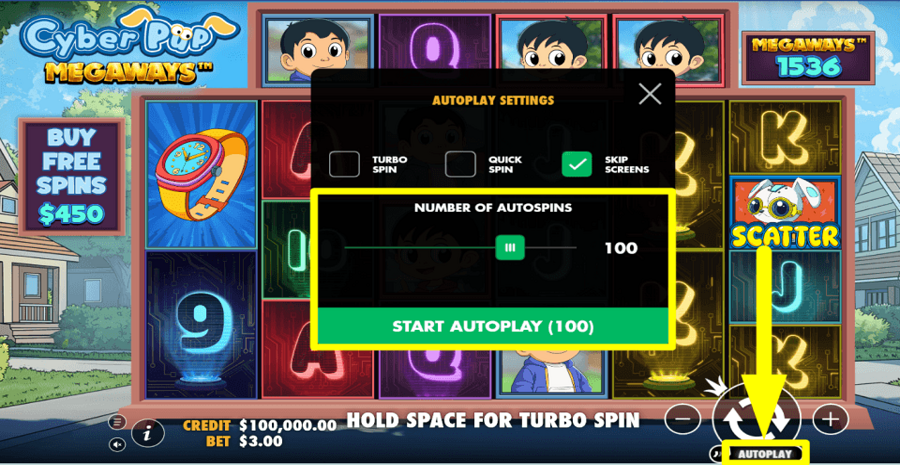 Cyber Pup Megaways Autoplay Feature