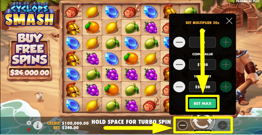 Cyclops Smash Bet Max Button