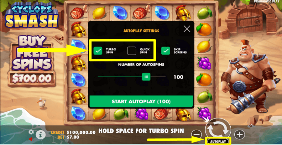 Cyclops Smash Fast Play Feature