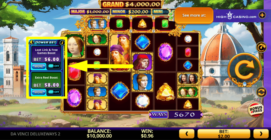 Da Vinci Deluxeways 2 Power Bet Feature