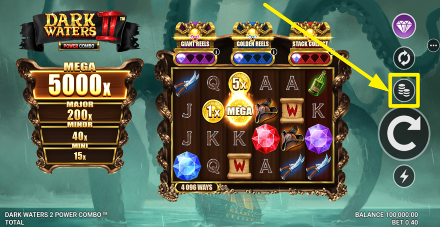 Dark Waters 2 Power Combo Adjust Bet