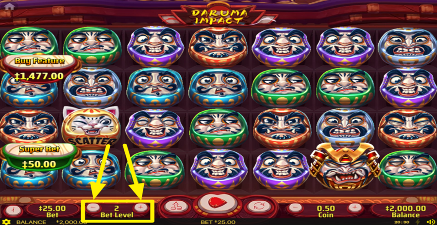 Daruma Impact Adjust Bet Level