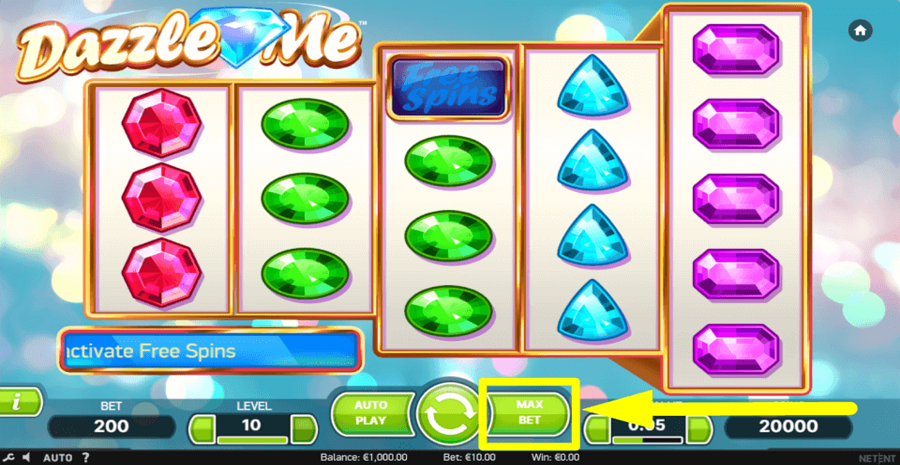 Dazzle Me Max Bet Button
