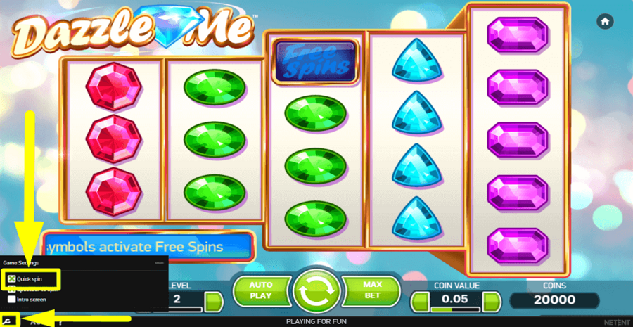 Dazzle Me Quick Spin Feature