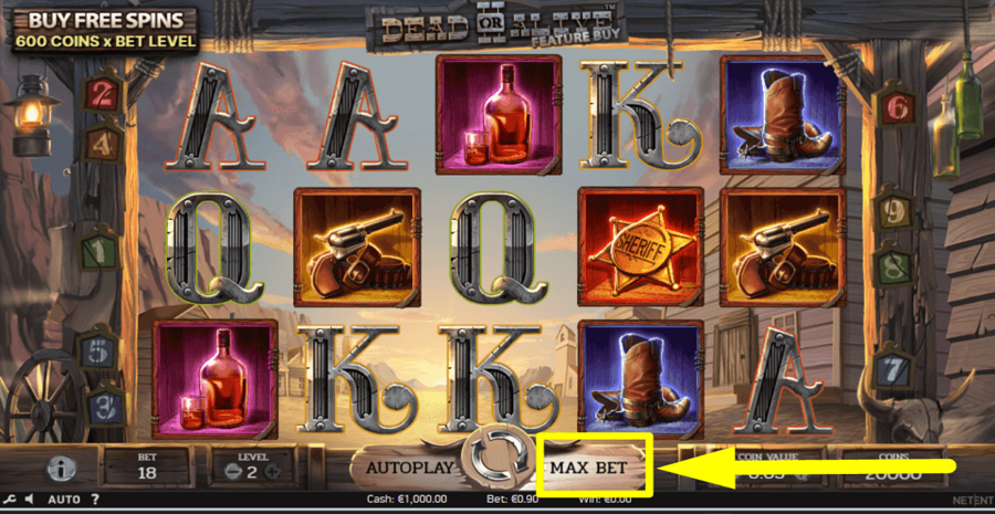 Dead Or Alive 2 Max Bet Button