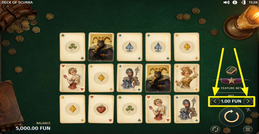 Deck Of Scurra Adjust Bet