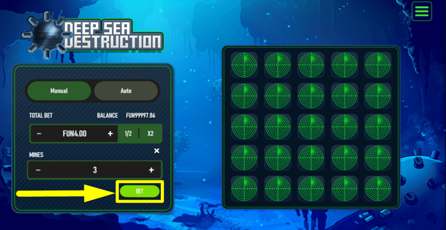 Deep Sea Destruction Bet Button