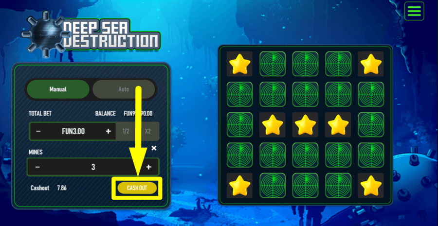 Deep Sea Destruction Cashout Button