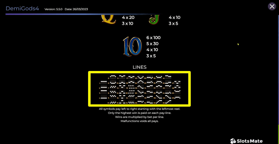 Demi Gods Iv Paylines
