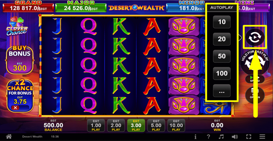 Desert Wealth Clover Chance Autoplay Feature