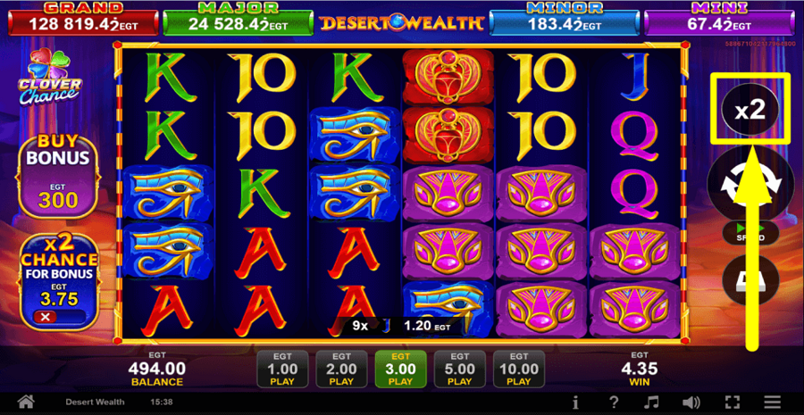 Desert Wealth Clover Chance Gamble Feature