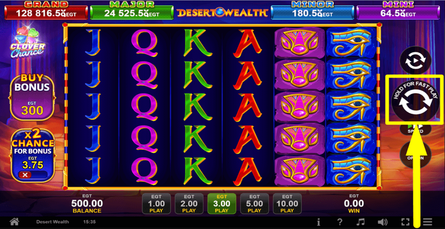 Desert Wealth Clover Chance Spin Button