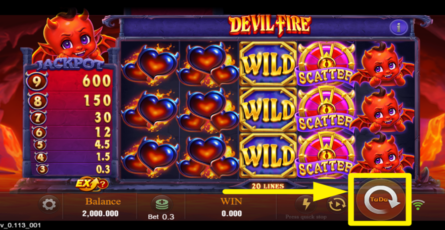 Devil Fire Spin Button