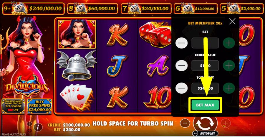 Devilicious Bet Max Button