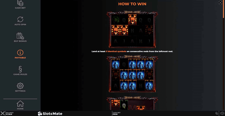 Devour The Weak Paylines