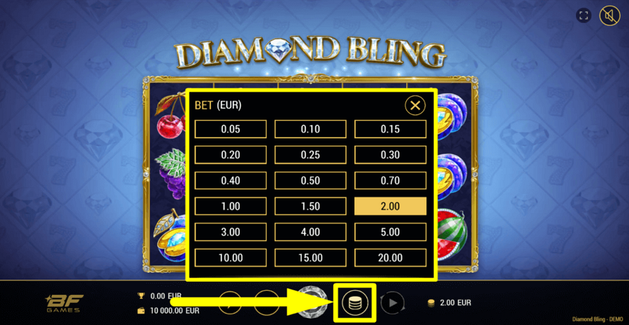 Diamond Bling Bet Value