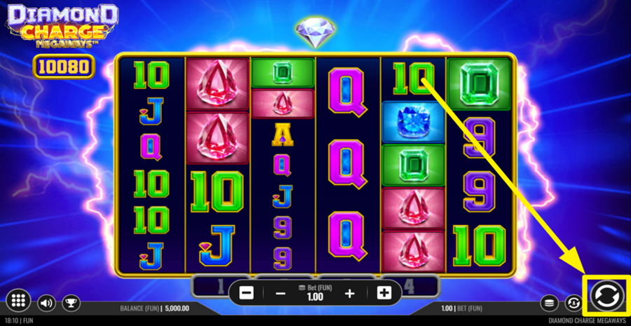 Diamond Charge Megaways Spin Button