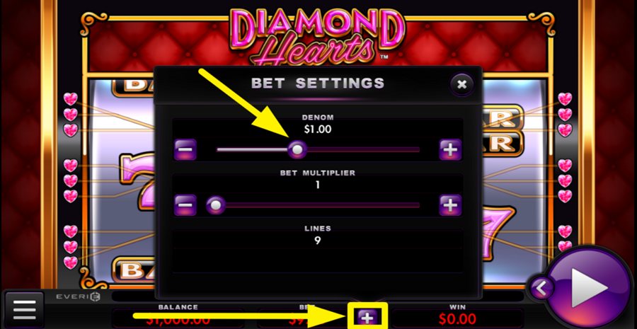Diamond Hearts Adjust Denom