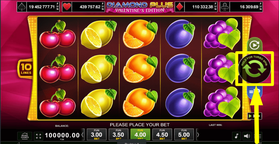 Diamond Plus Valentines Edition Spin Button