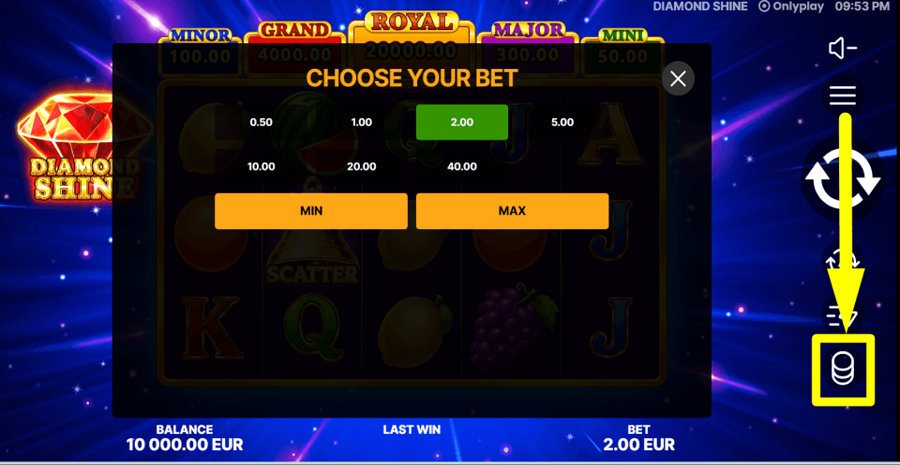 Diamond Shine Bet Value
