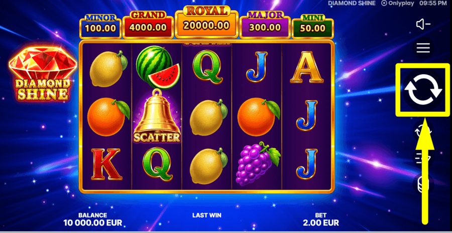 Diamond Shine Spin Button