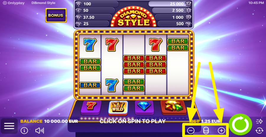 Diamond Style Adjust Bet