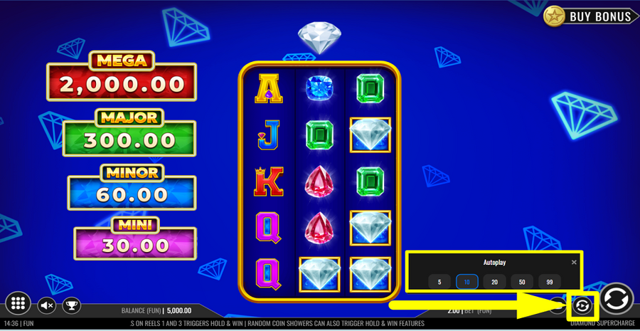 Diamond Supercharge Autoplay Feature