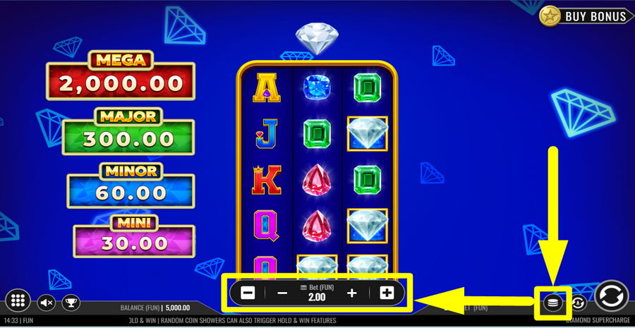 Diamond Supercharge Bet Value