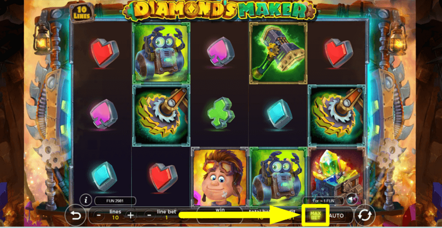 Diamonds Maker Max Bet Button
