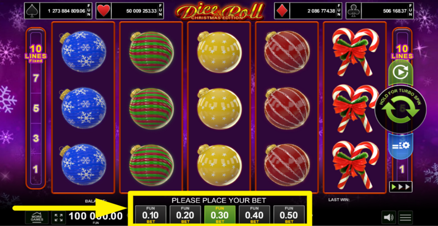 Dice And Roll Christmas Edition Adjust Bet