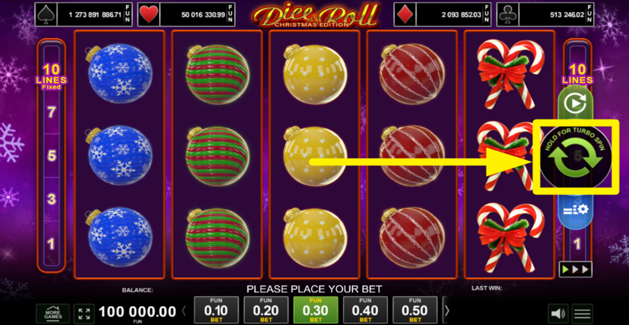 Dice And Roll Christmas Edition Spin Button