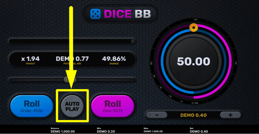 Dice Bb Autoplay Feature