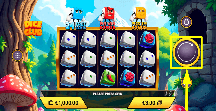 Dice Club Spin Button