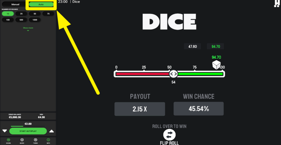 Dice dare2win Autoplay