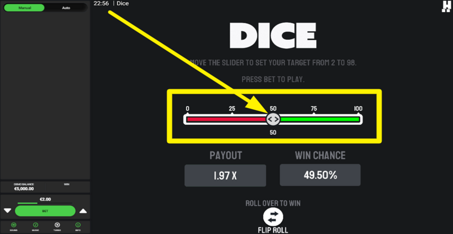 Dice dare2win Move Slider