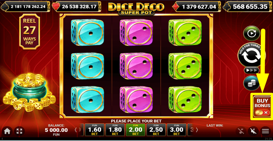 Dice Deco Super Pot Buy Feature