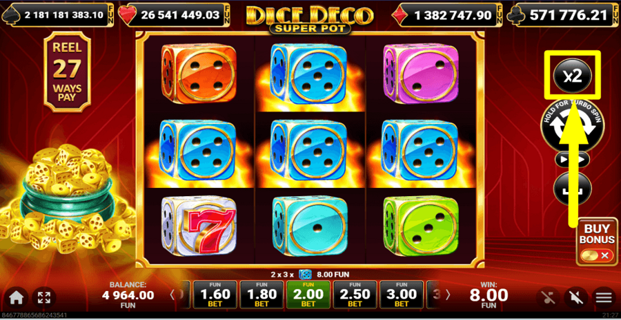 Dice Deco Super Pot Gamble Feature