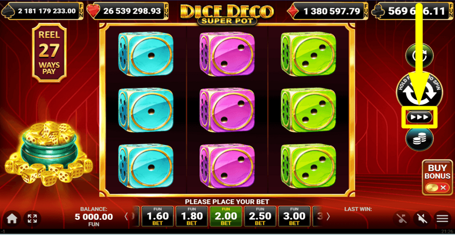 Dice Deco Super Pot Turbo Feature