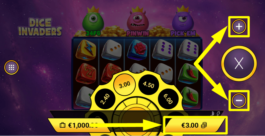 Dice Invaders Bet Value