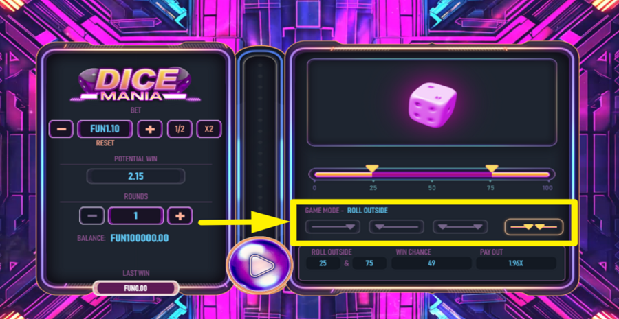 Dice Mania Choose Type Of Roll