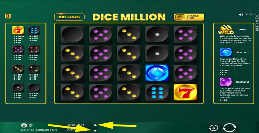 Dice Million Adjust Bet