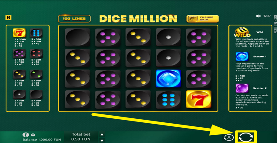 Dice Million Spin Button